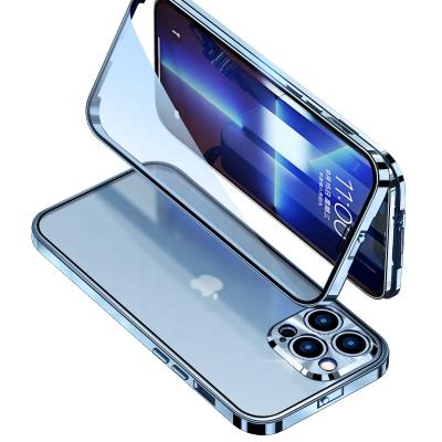 China 2021 Full Buckle 360 ​​Matte PC Phone Case Anti-fall Metal Case Tempered Glass Protective Locked Mobile Cover For iPhone 13 Pro Max Mini for sale