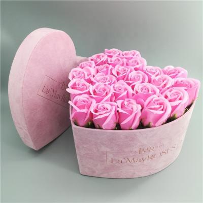 China Best price recyclable pink heart flower boxes with stamping rose gold logo, packaging gift box hot sale for sale