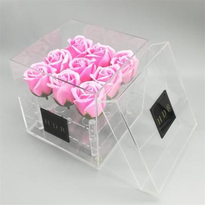 China Eco Friendly Acrylic Gift Storage Box , Customized Clear Acrylic Gift Boxes Packing Fresh Flower for sale