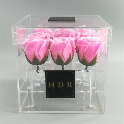 China Popular Square Acrylic Gift Flower Boxes, Custom Made With Clear Logo Acrylic Gift Box for sale