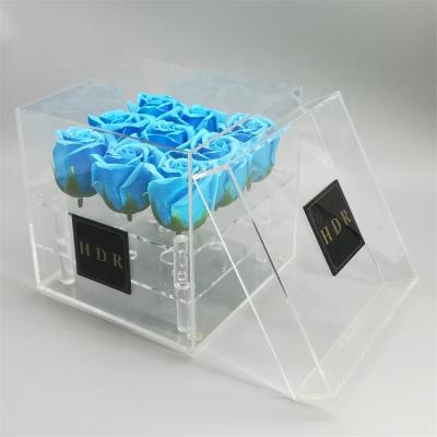 China Luxury Preserved Acrylic Box Logo Flower Gift Packaging Boxes Custom Gift Roses for sale