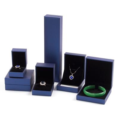 China Handmade Royal Blue Plastic Jewelry Box Set For Ring Earring Pendant Bracelet Bangle Necklace Gift Box for sale