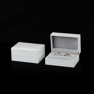 China Panduora Handmade Engagement Fashion Ring Box Diamond Ring Case Leatherette Paper Double with Gray Velvet Lining for sale