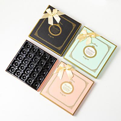 China Recycled Materials Luxury Chocolate Wedding Gift Boxes With Dividers Chocolate Paper Packaging With Gold Ribbon Edge for sale