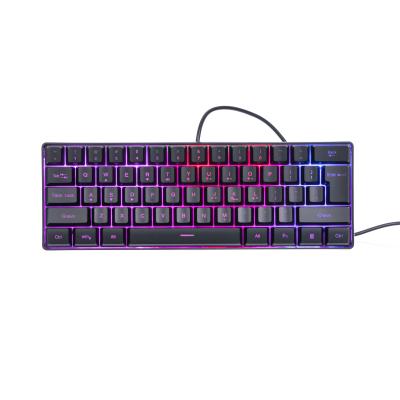 China China derect factory plug and play mini hot sale CROOWRIGER mechanical hand 61keys mechanical gaming keyboard RGB backlit portable black feeling cable for sale