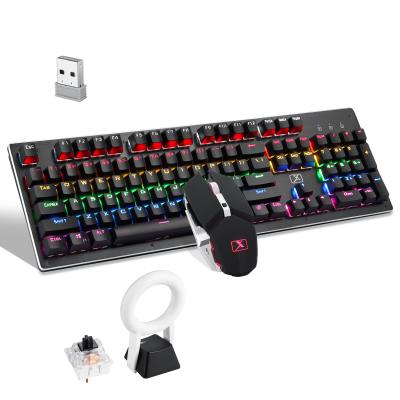 China Modern Keyboard X200 Combo Mechanical Wireless Keyboard and Mouse Set with RGB Backlit Black for sale