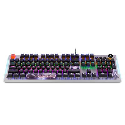 China Plug and play mechanical gaming keyboard with colorful RGB backlit and multimedia button for sale