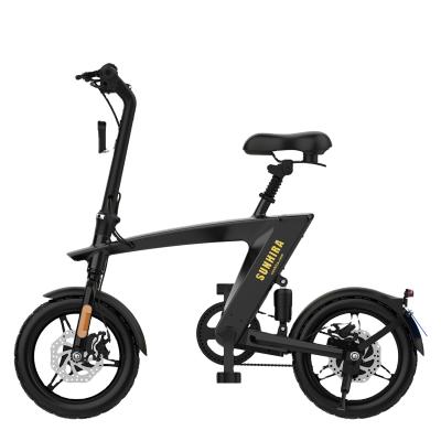 China Aluminum alloy SUNHIRA H1| Smart Folding Chainless Electric Bike | 36V250W lithium battery hidden by 10AH| 14 inch fat full suspension tire for sale