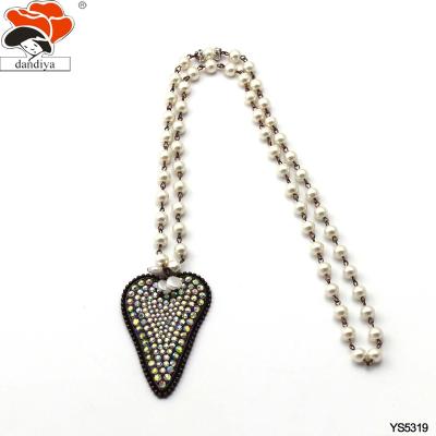 China Vintage AB Rhinestone Heart Beads Hand To Make Customized Necklace Copper Color Necklace for sale