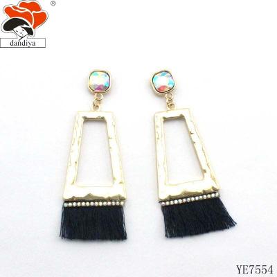 China Colorful Hyperbole Fashion On A Safari Tassel With AB Rhinestone Stud Earring Customized for sale