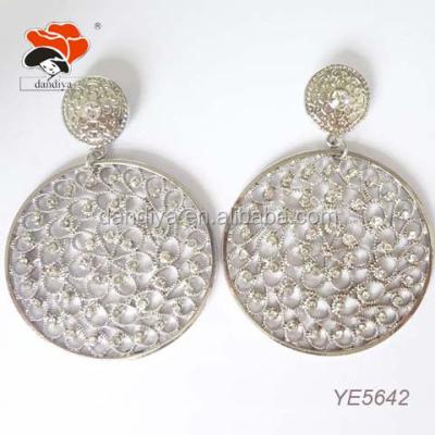 China ALLOY Exaggerated Jewelry Fashion Large Hollow Circle Ladies Crystal Earring for sale