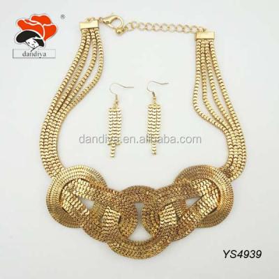 China ALLOY metal charm neaklace tassel earring fashion luxury gold plating lock jewelry set for sale