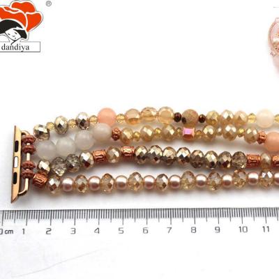 China Stainless Steel Crystal Beads and Natural Stones Apple Watch Band 38mm /42mm Apple Watch Strap iWatch Band Beaded for sale