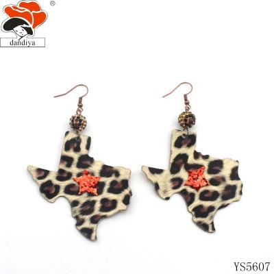 China Texas Earring BOHEMIA Star With Crystal Ball State Leather Necklace Leopard Handmade TX Jewelry Customized for sale