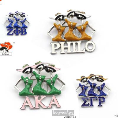 China Ncnw three beauty woman brooch for AK DELTA ZETA GAMMA ZETA Greek & Fraternity Jewelry &Fraternity CUSTOMIZED logo brooch products for sale