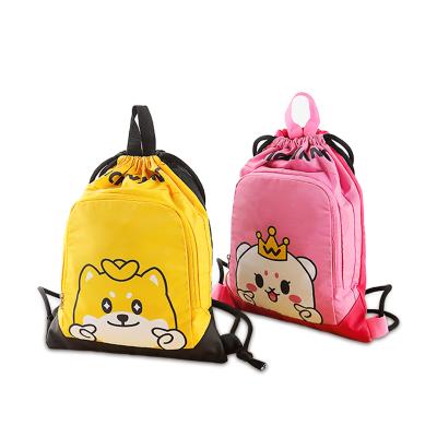 China Wholesale Custom Portable Waterproof Logo Sports Backpack 210D Polyester Drawstring Bag Printing Suction String Bag Double Straps for sale