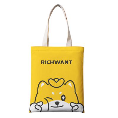 China Custom Made Eco-Friendly Printed Recycle Cotton Canvas Tote Bag Bulk Large Reusable Simple Organic Cotton Shopping Bag With Logo for sale