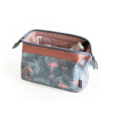 China Fashoion 2022 multifunctional travel canvas fashion flamingos print woman make up waterproof cosmetic bag for sale