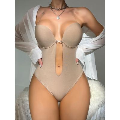 China European breathable one-piece backless sexy backless underwear large chest large showing to small bra formal dress evening dress indoor wear for sale