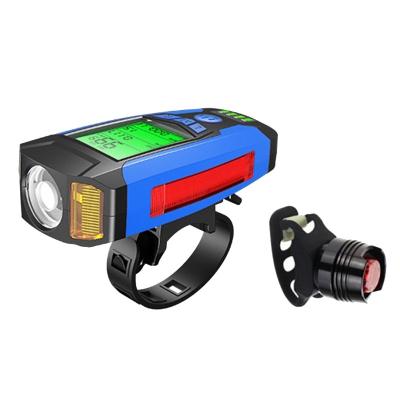 China Bike Lights Set Bicycle Speed ​​Meter USB Rechargeable Headlight Taillight Combinations With Loud Bicycle Bell Cycle Accessories Wb90401 for sale