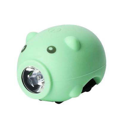 China 2In1 LED Bicycle Front Light With Bell Horn Cartoon Bike Headlight Pig Shaped Flashlight For Folding Bike Accessories Wb90314 for sale