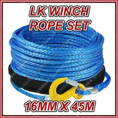 China Abrasion Resistance 16MM Synthetic 4x4 Winch Rope 16MM Synthetic 4x4 Winch Rope with Hook Thimble and Protective Sleeve LW0067 for sale