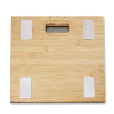 China Business Bamboo Bathroom Scale 400 lbs LCD Digital Body Analyzer Scale for sale