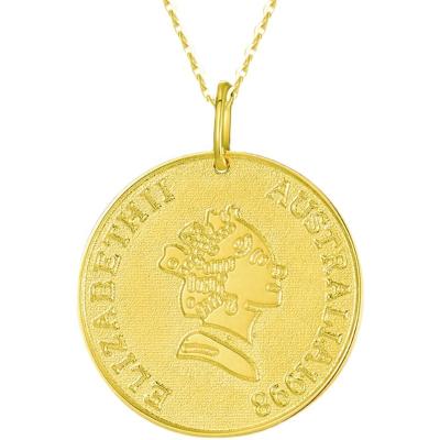 China Xinfly 18K Gold FASHIONABLE Pure Queen Elizabeth Portrait Round Brand Coin Pendant Women for sale