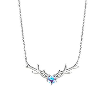 China Xinfly S925 Sterling Silver Necklace Antler Zircon TRENDY Sweater Chain Female Ins Jewelry Set for sale