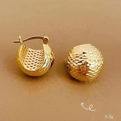 China Xinfly CLASSIC Pure Classic 18K Yellow Gold Pinecone Round Hoops Earrings Women for sale