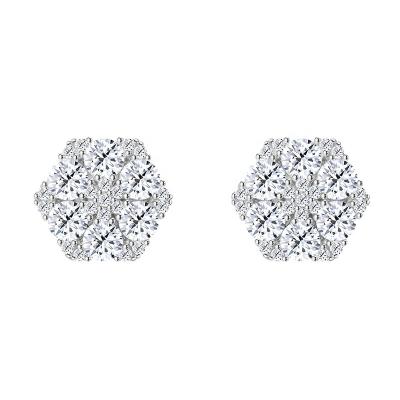 China Hiphop Xinfly Hip Hop S925 Sterling Silver Moissanite Earrings Female Earrings Jewelry Set for sale