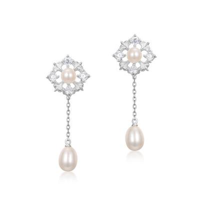 China Xinfly Trendy Luxury Fashion Jewelry Set Shell Pearl Earrings S925 Sterling Silver Earrings Snow Flower for sale