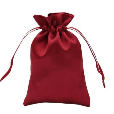 China Gift Rose Gold Satin Bags with Tassel Silk Drawstring Bags for Hair Accessories and Hair Jewelry Hair Extension Packaging Bag for sale