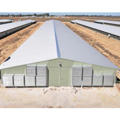 China Steel Fabricated House Cost Environmental Control Steel Frame Structure Farm Design Poultry House For Chickens for sale