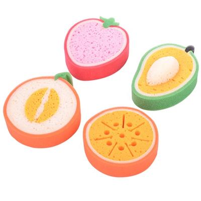 China Cute Viable Fruit Sponge Kitchen Thickened Scrubbing Pad Decontamination Brush Pot Tableware Cleaning Sponge for sale