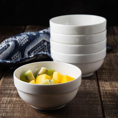 China Viable factory price Korean white ceramic bowl thickened wholesale beautiful cheap round rice bowl small bowl in Southeast Asia for sale