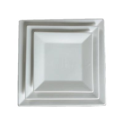 China Viable Hot Selling Square White Porcelain Hotel Restaurant Style Steak Salad Bowl White Ceramic Dinner Dishes for sale