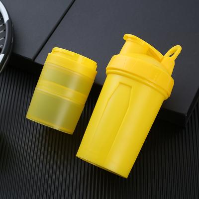 China Viable Custom Logo 500ml Plastic Protein Layered Shaker Bottle With Mixing Ball for sale