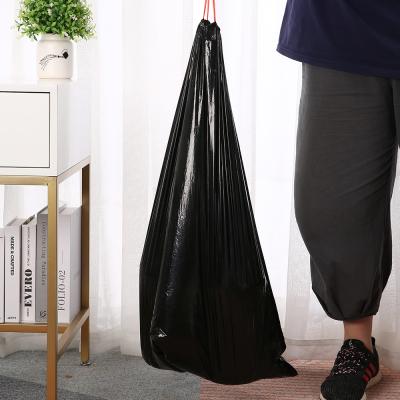 China BIODEGRADABLE Portable Black Plastic Drawstring Garbage Bags for sale