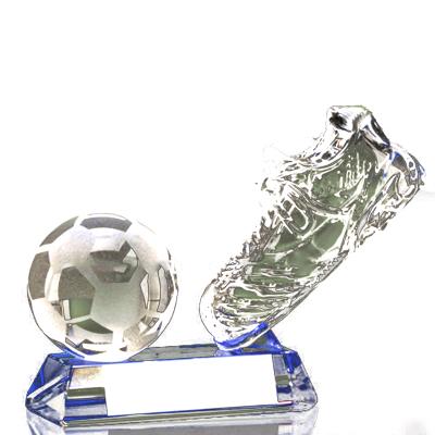 China Europe Engraved Blank K9 Crystal Soccer Trophy For Player Of The Season for sale