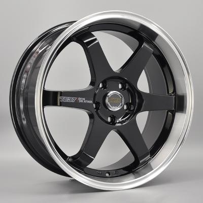 China Fit TE37 Aluminum Golf 17 Inch Black Painted Car Front And Rear Passenger Car Wheel Finish Hub Rims Wheel Rim for sale