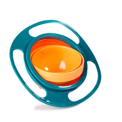 China BPA Resistant 360 Degree Funny Puddle Free Rotation Magic UFO Bowl With Lid Baby Feeding Children Kids Baby Gyro Bowl for sale