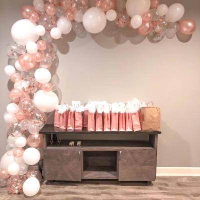 China Latex DM Rose Gold And White Confetti Balloons For Wedding Birthday Party Baby Shower Simple Decoration for sale