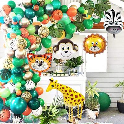 China Latex DM Jungle Safari Theme Party Balloon Garland Kit 151 Packs with Animal Balloons and Palm Leaves for Kids Boys Birthday Party Baby for sale