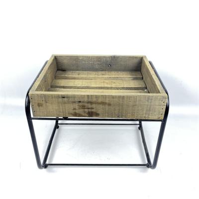 China Decorate Wooden Home Outdoor Rectangular Iron Cube Wooden Flower Pots 100%handmade Manufacturers for sale