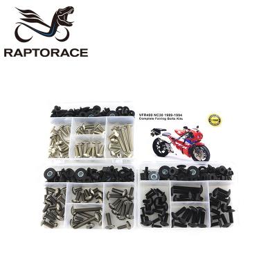 China Aftermarket Raptorace Fit For Honda VFR400 NC30 Aftermarket 10.9 Fairing Cover Bolt Kit Mounting Fastener Bodywork Screw Steel Clip Gasket Nut for sale