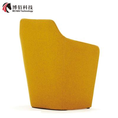 China Leisure chair wooden base wait room comfortable armchair with footrest for sale