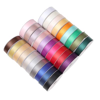 China Qingdao Viable Factory Custom Premium High Quality Double Face Polyester Satin Ribbon 16mm 25mm 38mm Solid Color Double Ribbons For Hair Bows for sale