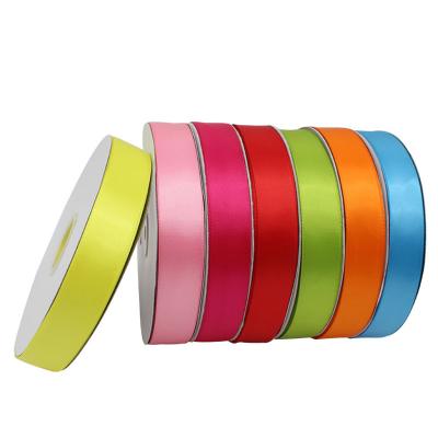 China Viable Wholesale High Quality Colorful Double Face Polyester Satin Ribbon 25mm 25 50 Yards Webbing Rolls Ribbons for sale