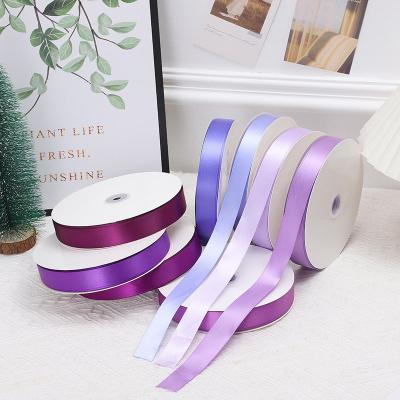 China Wholesale Viable Wholesale High Quality Purple Fabric Polyester Satin Red 1.5 Sided Luxury Empty Ribbon Double Sided 2 Inch Ribbons 25 Yards Roll for sale